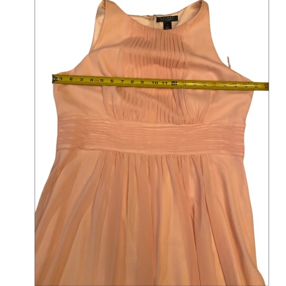 Lauren Ralph Lauren Evening Womens Blush Chiffon Gathered Party Dress Size 16 - Picture 5 of 12